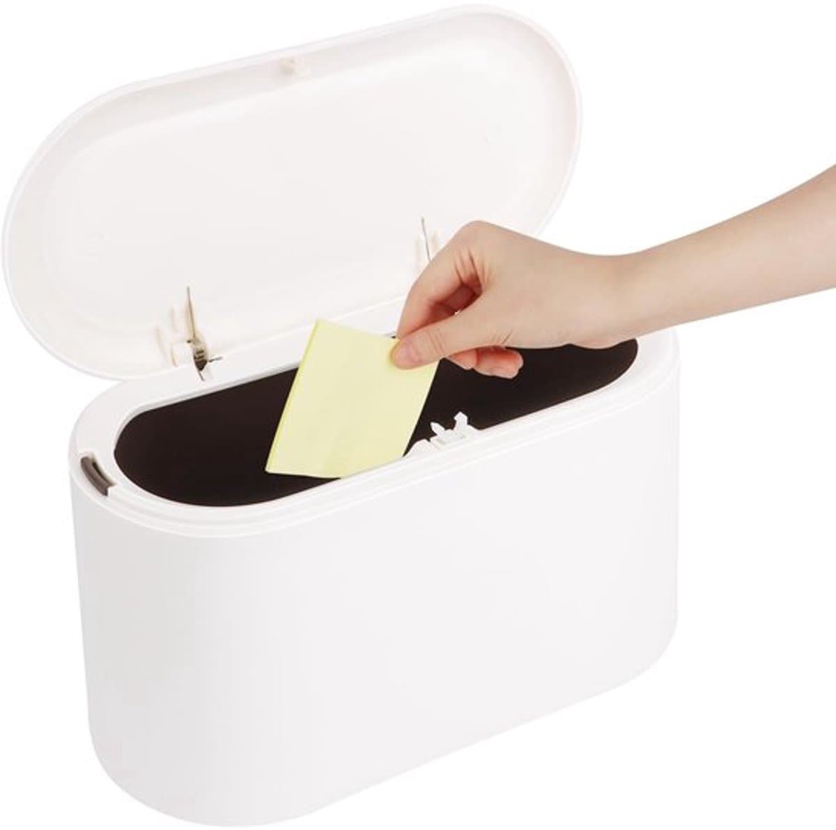 SPHProducts - Tafelafvalbak - Mini Afvalbin - Pop-up Deksel - Wit - Compacte