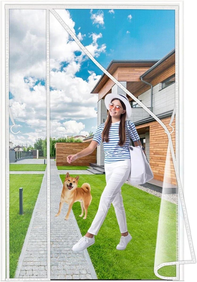 Magnetische Deurgaas - Insectenwering Hordeur - Buitenlucht Binnen - Verzwaarde Onderkant - 100x225cm - Wit
