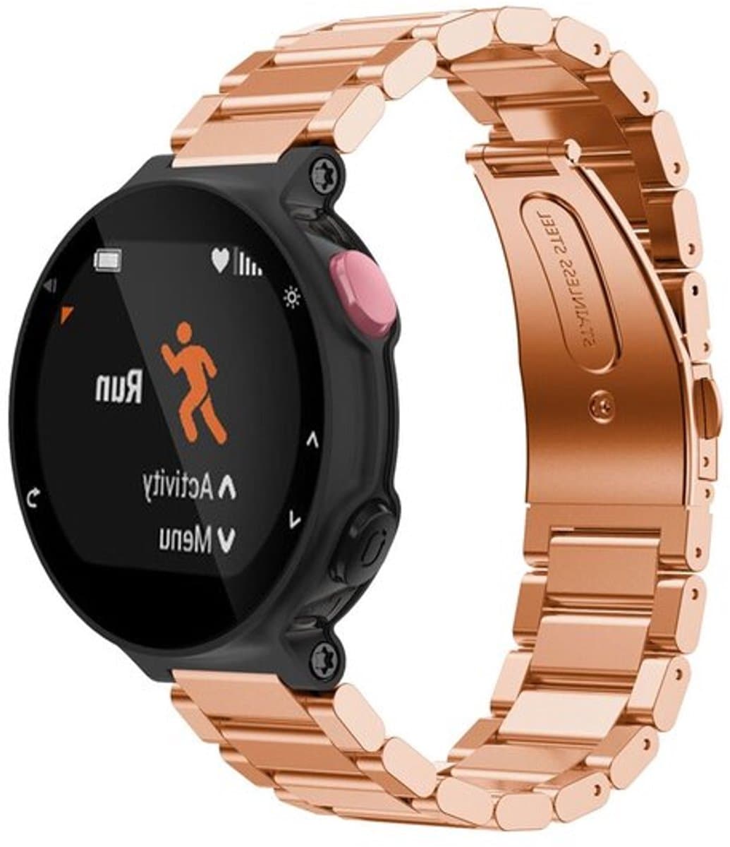 By Qubix - Stalen schakelband - Rosé goud - Geschikt voor Garmin Approach S20