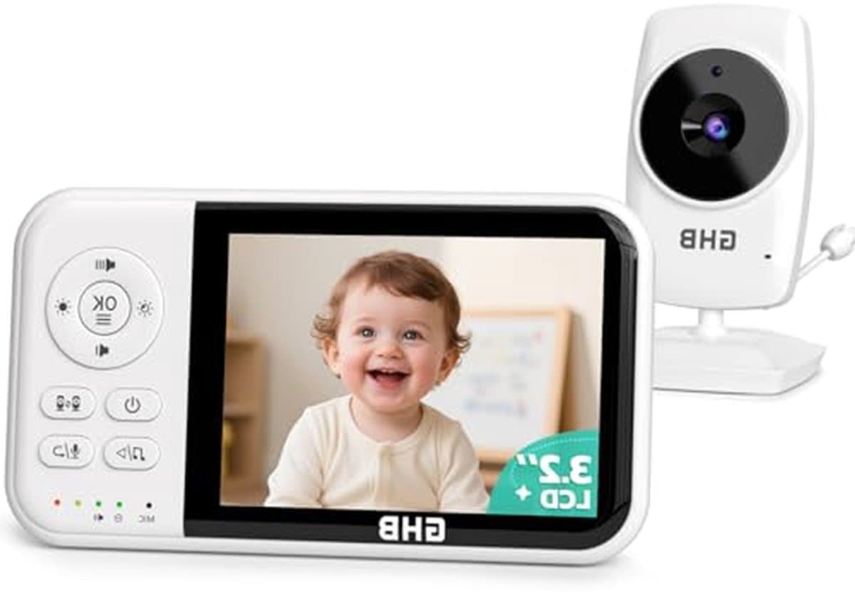 Babyfoon met Camera - Babybewaking Monitor - Baby in de gaten - Bidirectioneel gesprek - 32 inch HD - Wit