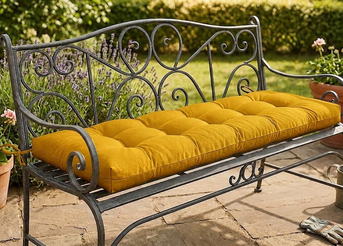 Waterdicht Bankkussen - Tuinkussen op Maat - Comfortabel Zitten - 8cm Dikke Vulling - 170x50cm - Geel