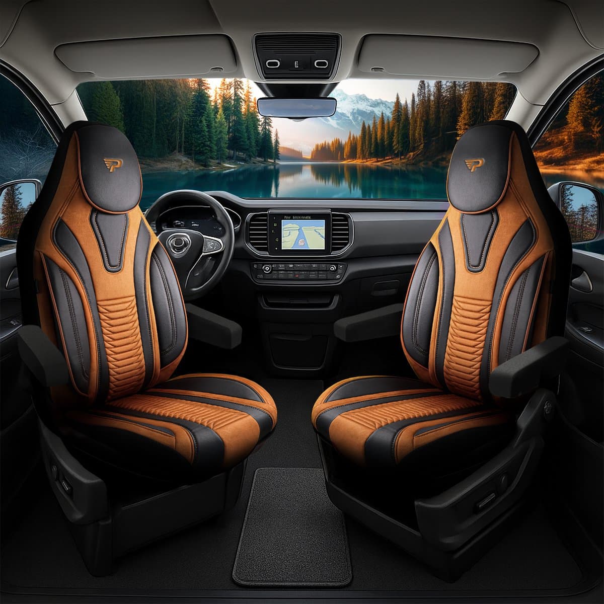 Camper stoelhoezen Iveco E-Daily 2022 - heden - Tokyo Bruin - Premium kunstleer & suède - Uniek design - 2 losse voorstoelen