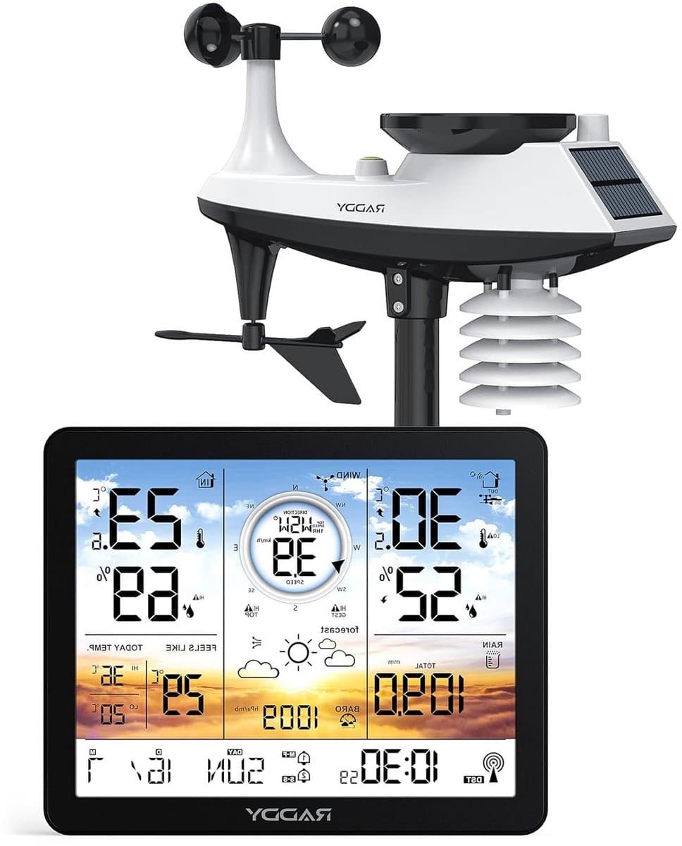 Draadloos Weerstation - Binnen Buiten - Weer Monitoren - 7.4 Inch Display - 100m Bereik - Amber Glow