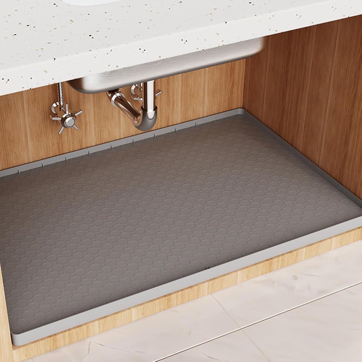 Siliconen Gootsteenmat - Waterdichte Onder Gootsteen Mat - Antislip Beschermmat - Voor Keuken en Badkamer, Kastbeschermer, Organizers en Opslag - 70x48 cm