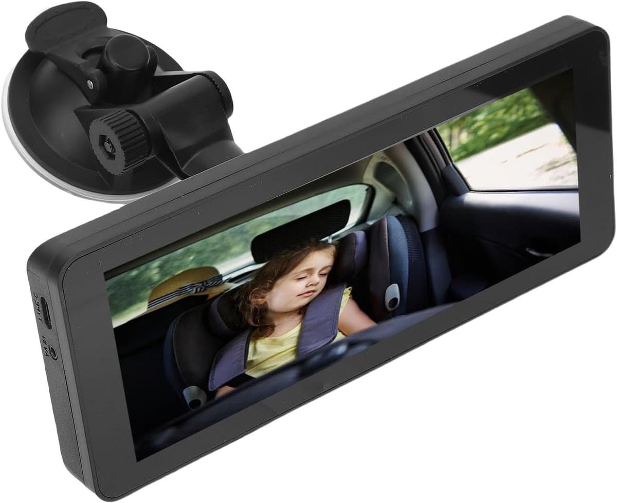 Baby Auto Camera - Kind Monitor - Veilig Rijden - Dubbele Camera Beeld - 6.86 Inch Scherm - Zwart