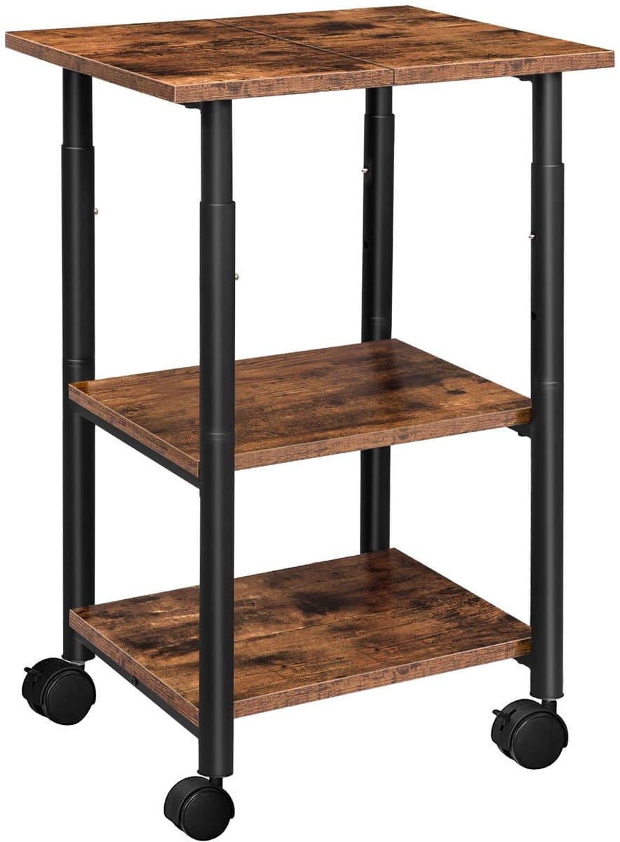 Brenzoos - Printer Tafel - Printer Trolley - Hoogte Verstelbaar - 48.5 x 40 x 67 cm - Multifunctioneel - Geschikt voor Kantoor en Thuis