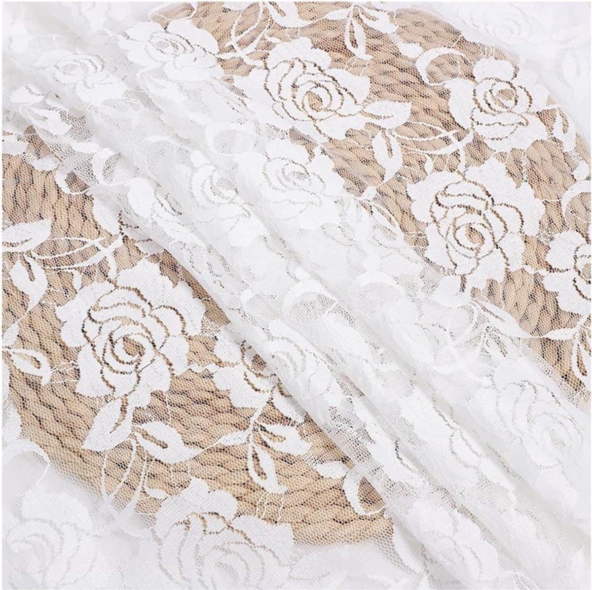 Kantstof met Rozen - Bloemen Tule Stof - Kleding Naaien - Elastisch en Ademend - 150 cm Breed - Wit