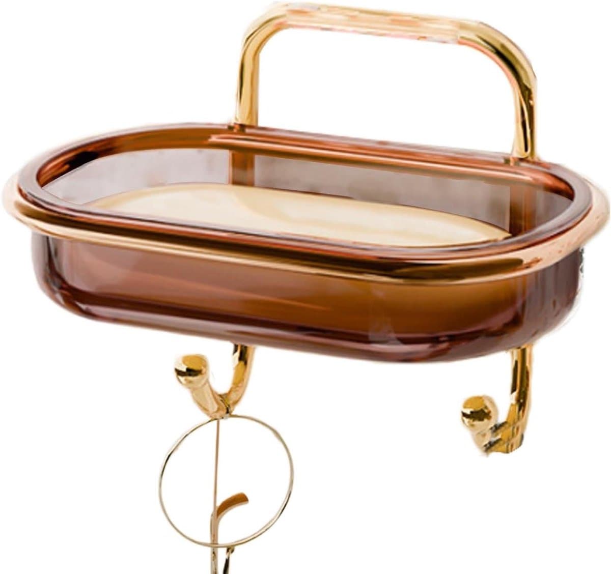 Wandgemonteerde Zeephouder - Zeepbakje Douche - Badkamer Organiseren - Zelf Drainerend - 16 x 10 cm - Goud