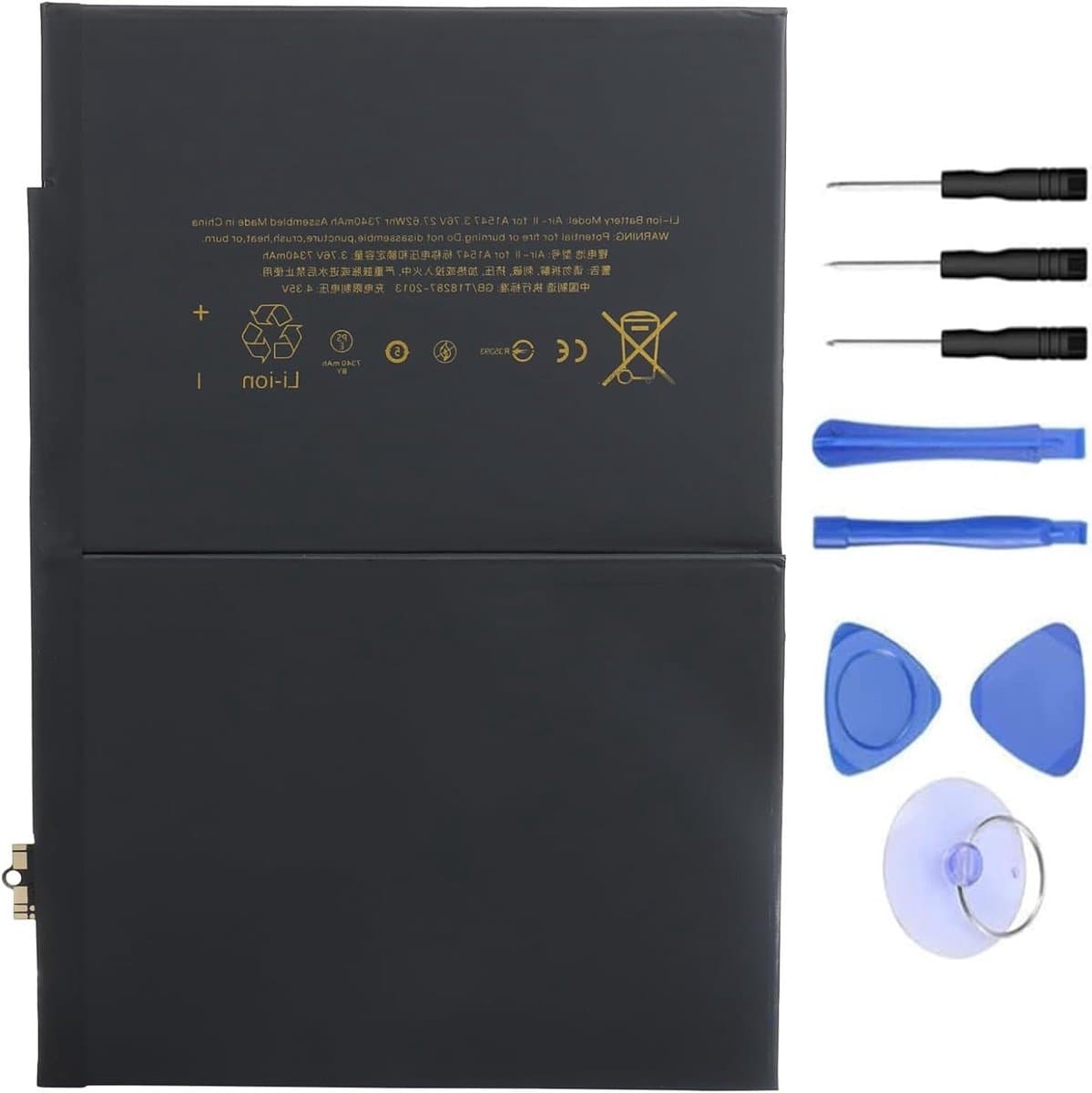 Compatibele batterij voor iPad 6 en iPad Air 2 - Hoogwaardige lithium-ion batterij, lange levensduur en eenvoudig te installeren