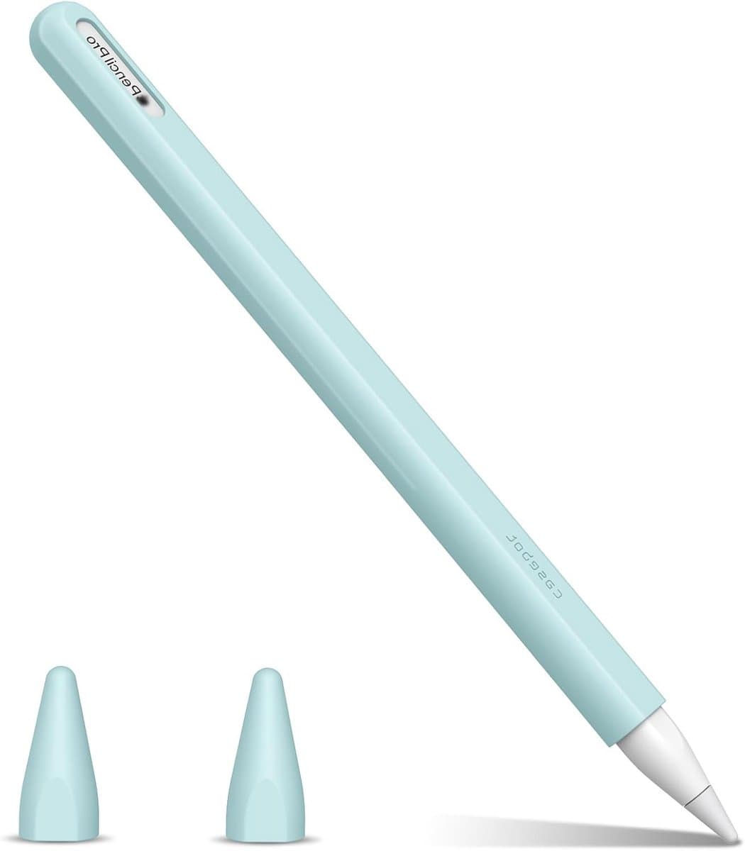Siliconen beschermhoes voor Apple Pencil 2e generatie, zachte grip, 2 nib covers en accessoires, lichtblauw en duurzaam