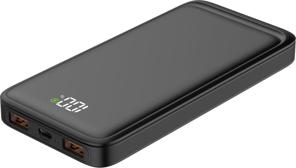 Musthavz Volt Powerbank 10.000 mAh – 20W PD Snellader – USB-C & 2x USB-A – Compacte Fast Charge Powerbank met LCD Display – Zwart