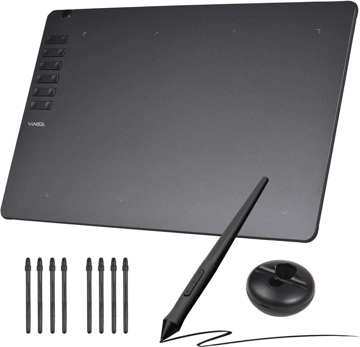 Tekentablet - Grafisch Tablet - Digitaal Tekenen - 16384 Drukgevoeligheid - 9.8x6.1 Inch - Zwart