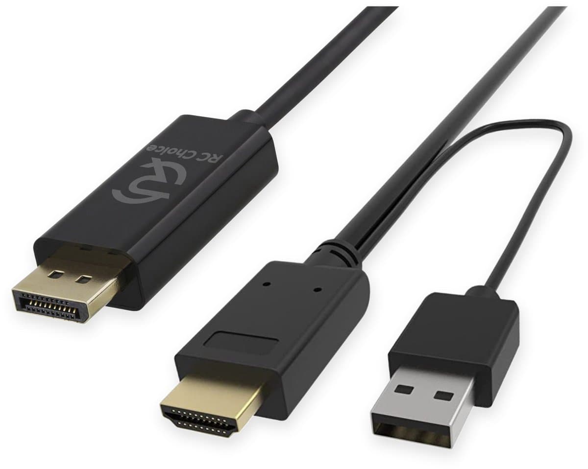 HDMI naar DisplayPort Kabel - 4K 60Hz - 1.8 Meter - USB Voeding - Actieve Kabel