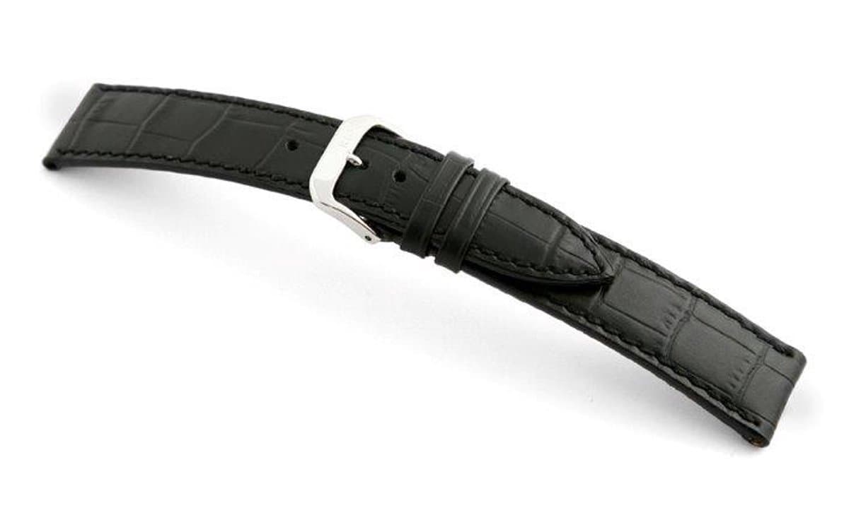 Lederband Tampa 18mm zwart met Alligatorprint