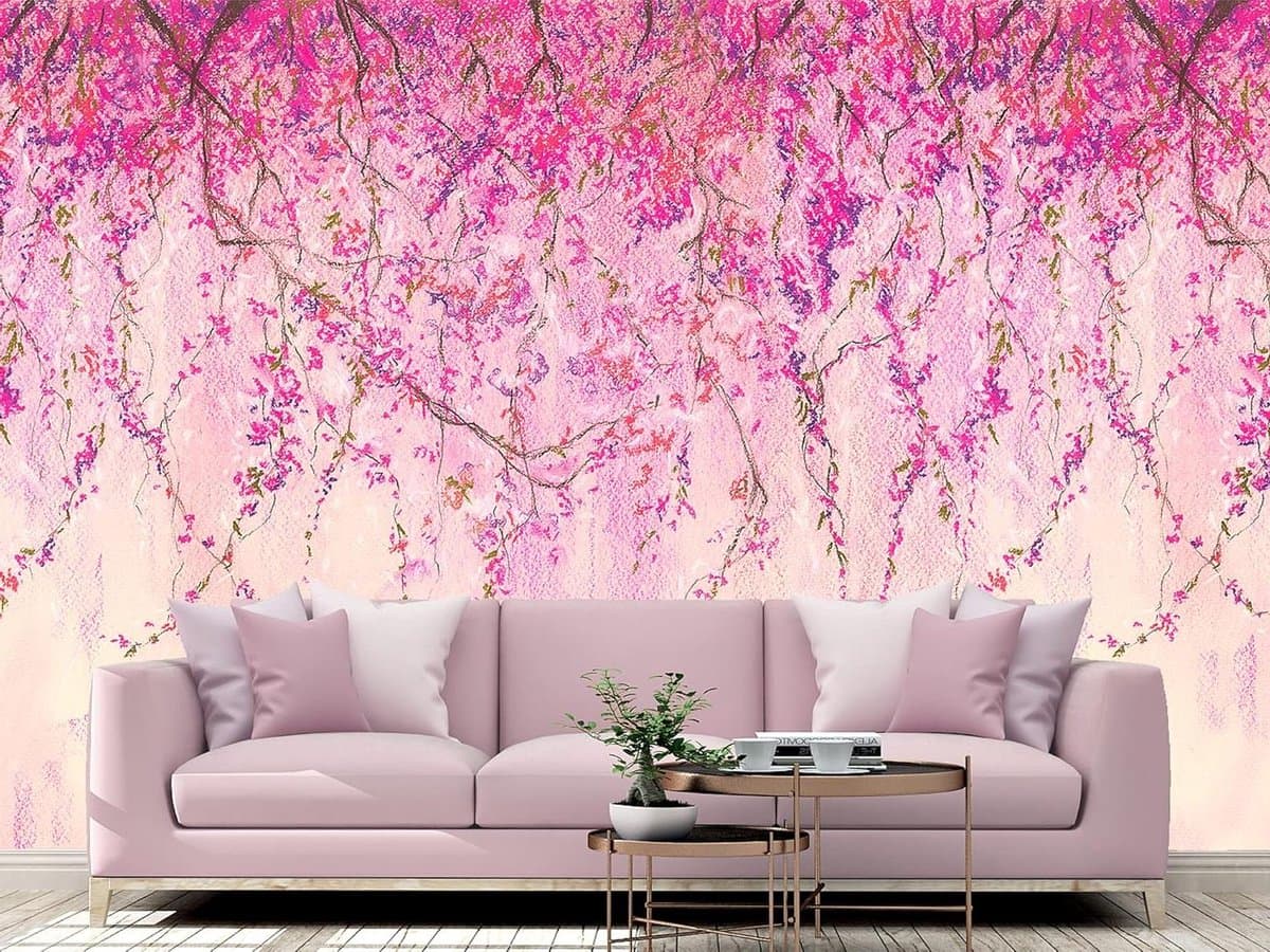 Kinderbehang muurdecoratie - Muurfoto sterren - Kamer opknappen - Geïntegreerde lijm - Meerdere doeken - Roze
