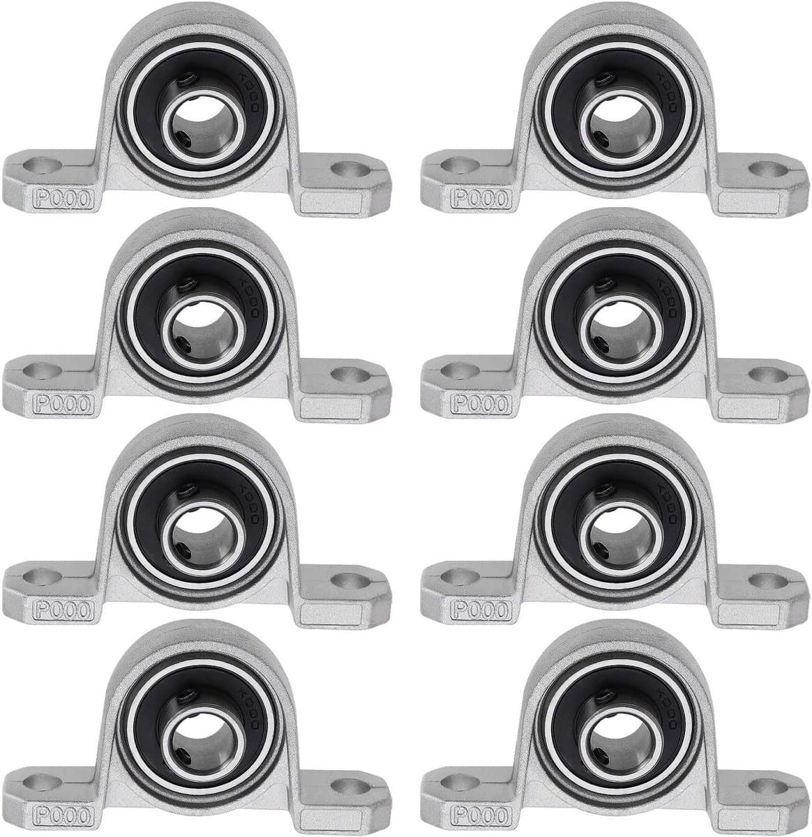 JHUBERS- Kussenbloklagers 8 Stuks - Verticale Kussenbloklagers - Zinklegering Flenslagers - 10mm Binnendiameter - Zelfuitlijnende Lagers - Voor 3D Printers