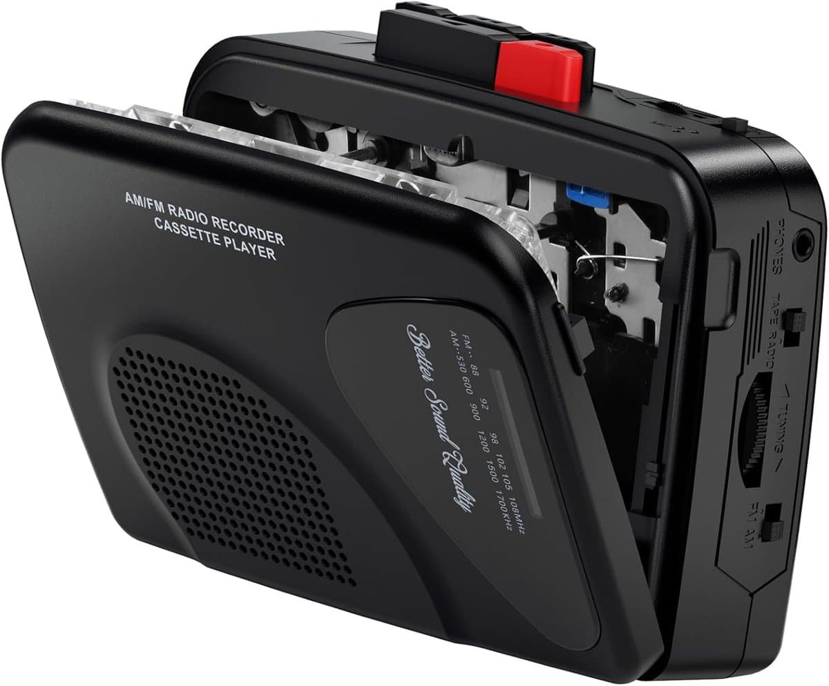 Cassettespeler Recorder - Draagbare Speler - Muziek Beluisteren - Ingebouwde Luidspreker - 156 x 112 x 59 cm - Zwart