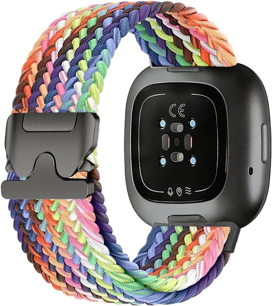 Unisex Sport Horlogeband van Gevlochten Nylon voor Fitbit Versa 3, Versa 4 en Sense 2, Snelle Bevestiging en Comfortabel Draagcomfort