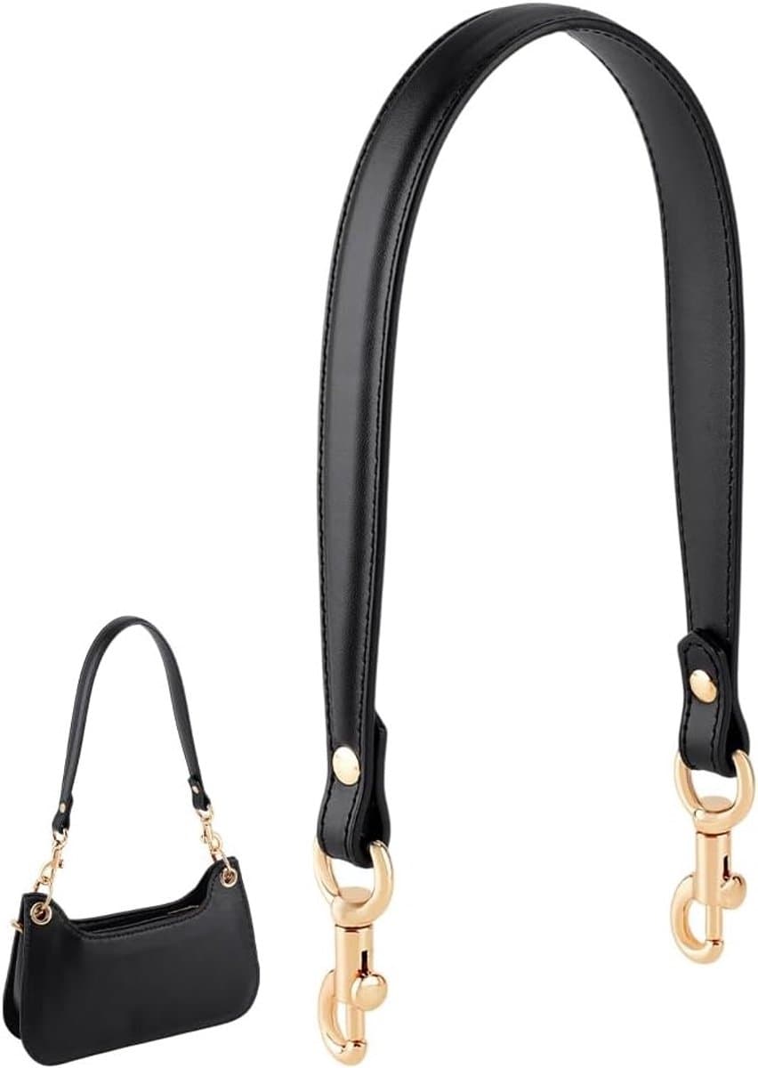 20 Inch Zwarte Leren Tasriem met Draaihaakjes voor Handtassen en Schoudertassen, 1 Inch Breed, Ideaal voor Handgemaakte Tassen
