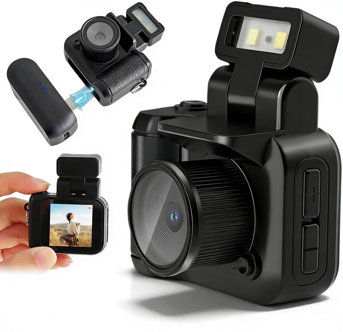 Dailygoody - Mini-sleutelhangercamera - 1080P HD - Compacte vlog-reiscamcorder - Voor studenten en tieners - Ideaal voor campusevenementen en avonture