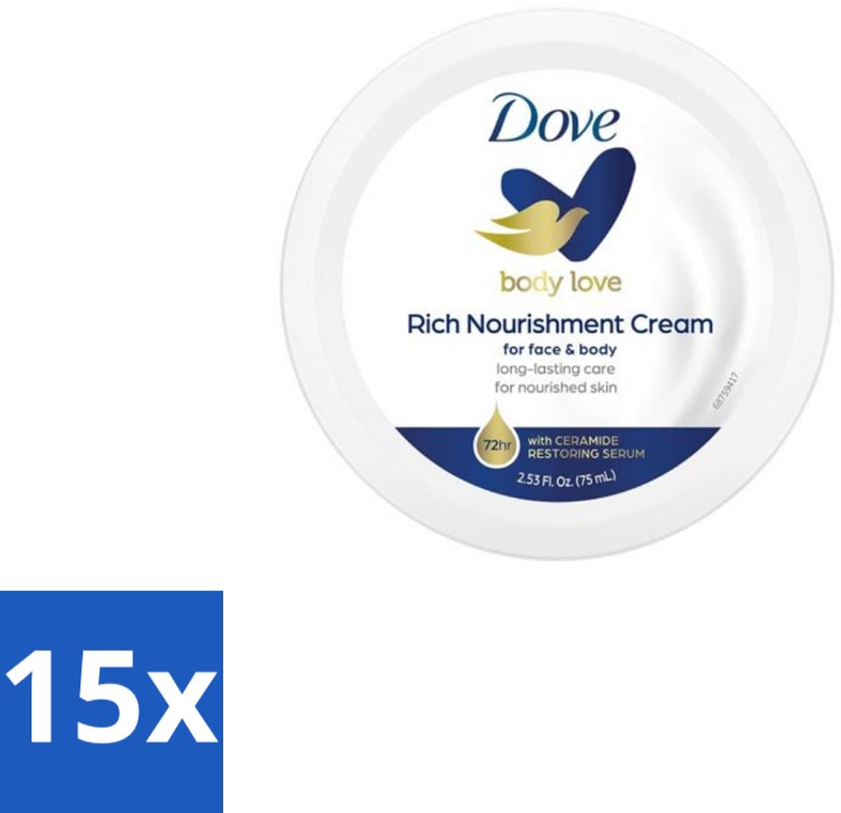 Dove – Bodycrème – Rich Nourishment – 75 ml - Bulkverpakking - 15 stuks