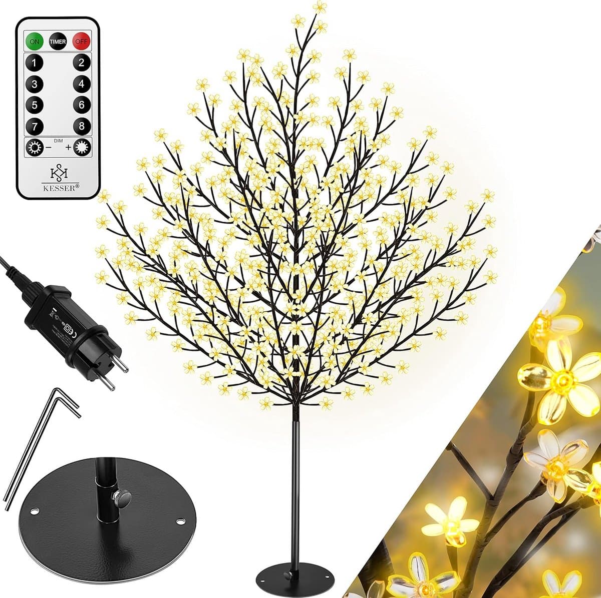 Grote Decoratieve Lichtboom met Kersenbloesem 180 cm - Binnen & Buitenbruik met Afstandsbediening