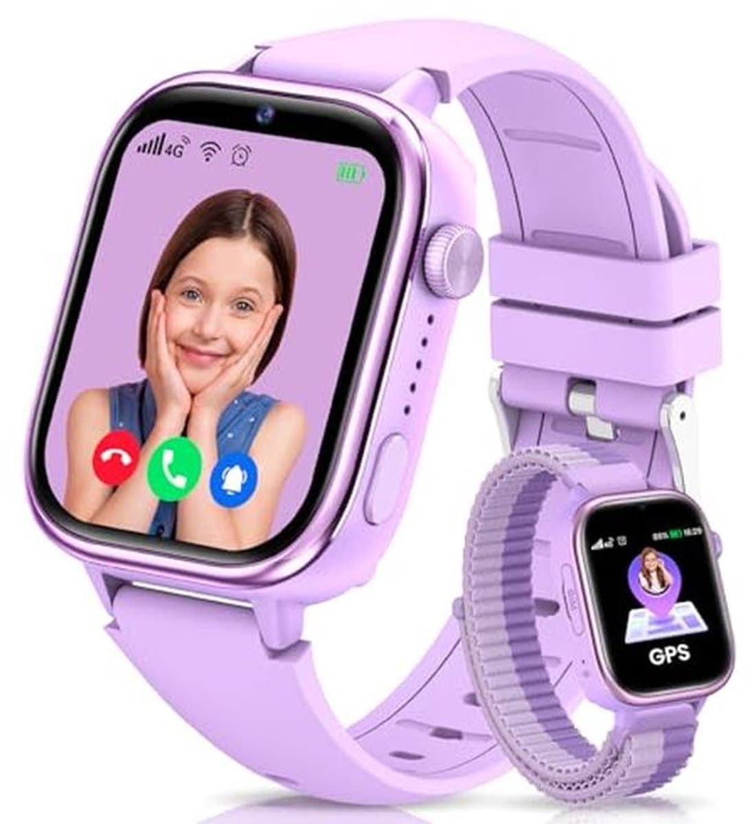 SWGOTA 4G Smartwatch voor kinderen, met GPS en telefoon, smartwatch voor kinderen, met videogesprekken, berichten, schoolmodus, SOS, waterdicht IP68, stappenteller, cadeau voor jongens en meisjes