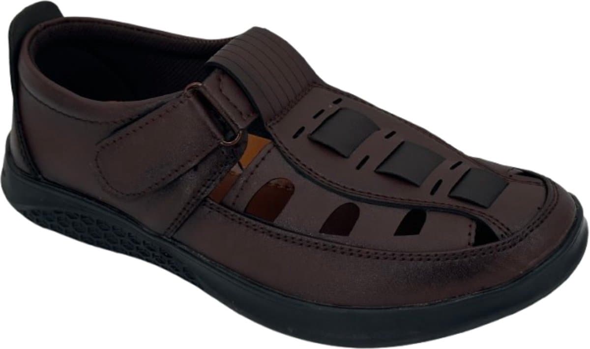New Generation® Sandalen Heren - Instappers Heren - Lichtgewicht Heren Sandalen - Klittenband Sluiting - Donker Bruin - Maat 41