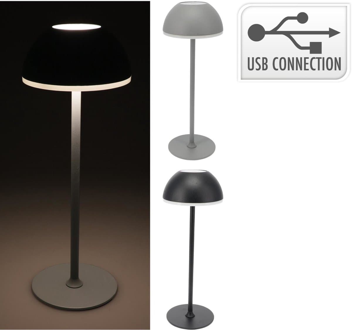 Tafellamp staal kleurrijk speelgoedlamp USB 300x100x100mm.