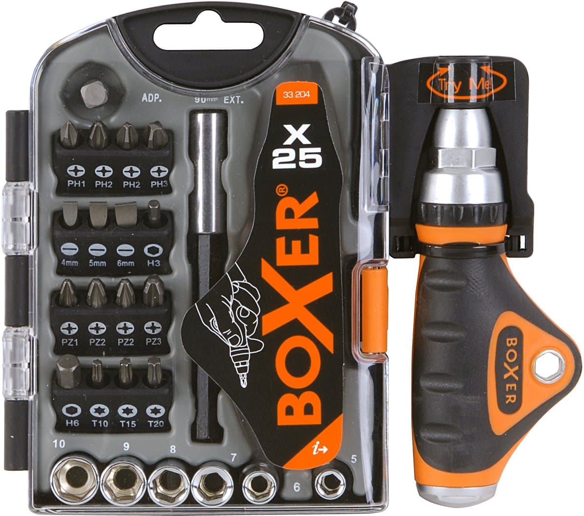BOXER® Dopsleutel- en Bitset 25-delig - Ratelset met Doppen & Bits - Gereedschapset voor Auto, Klussen & Werkplaats - Compacte Opbergkoffer