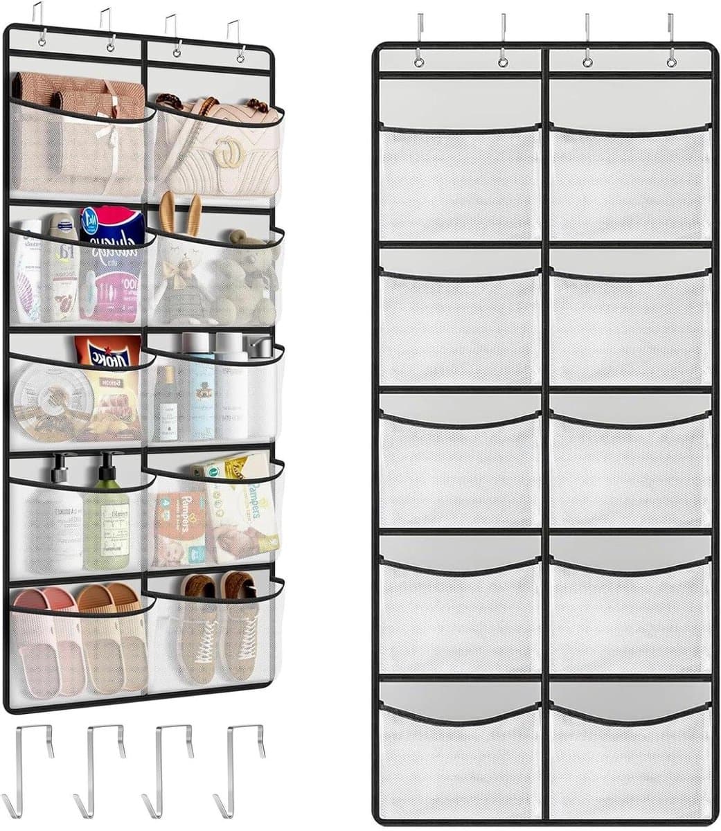 Zeynomax - Hangende Deur Organizer met 10 Mesh Zakken en 4 Haken - Opbergoplossing voor Knuffels - Multifunctioneel voor Slaapkamer en Badkamer
