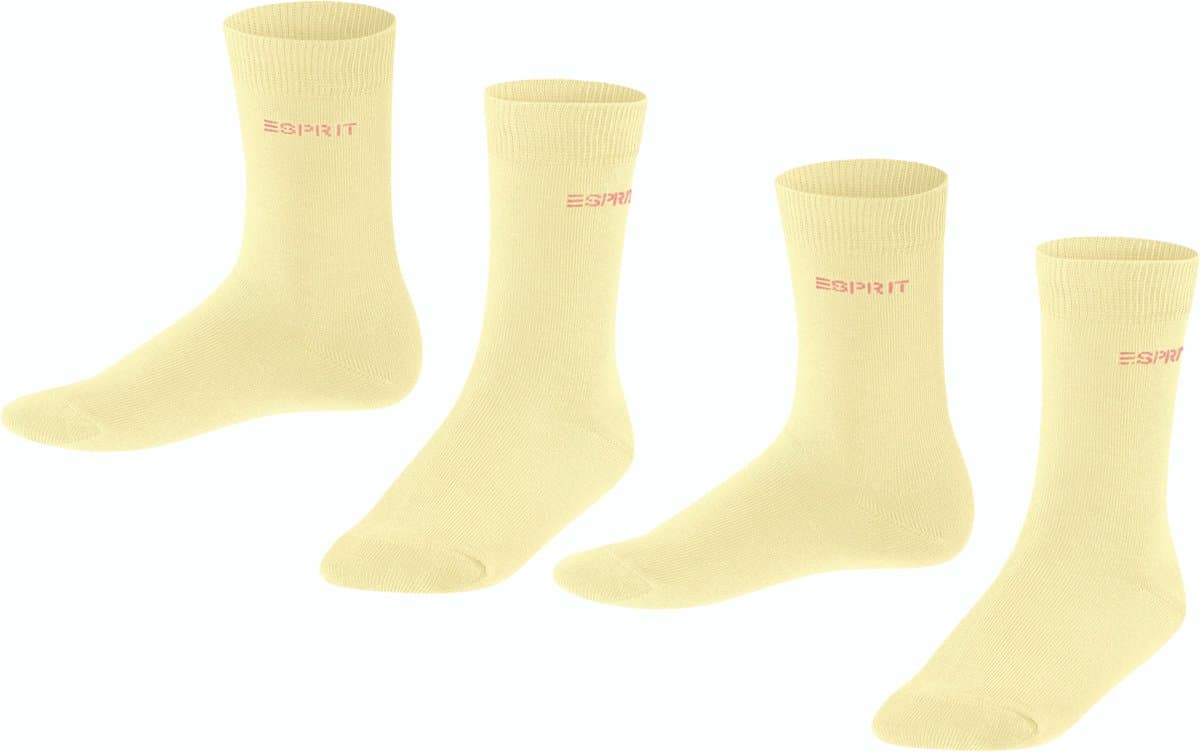 Foot Logo 2-Pack Sokken voor meisjes en jongens dun zacht mid-rise ondoorzichtig biologisch zonder motief set Katoen Multipack Geel Kinderen sokken - Maat 31-34