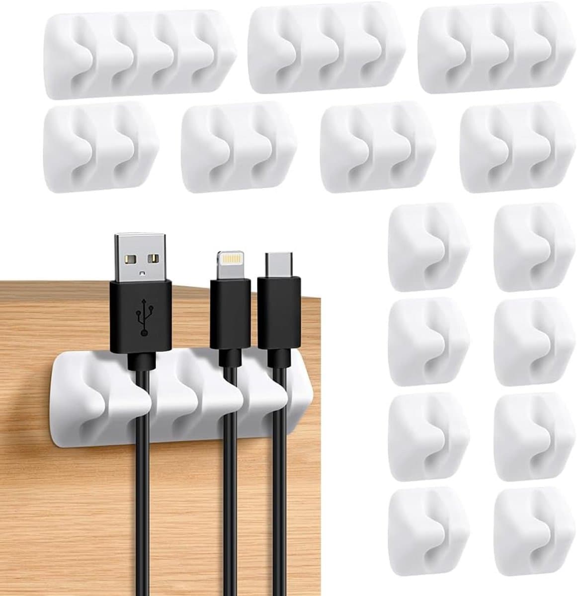 Kabelclip-organizer Set - 16-delige Zelfklevende Kabelhouders voor Thuis en Kantoor