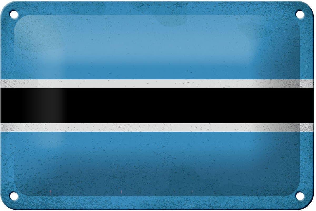 Blechschild Flagge Botswanas 18x12cm Flag Botsuana Vintage