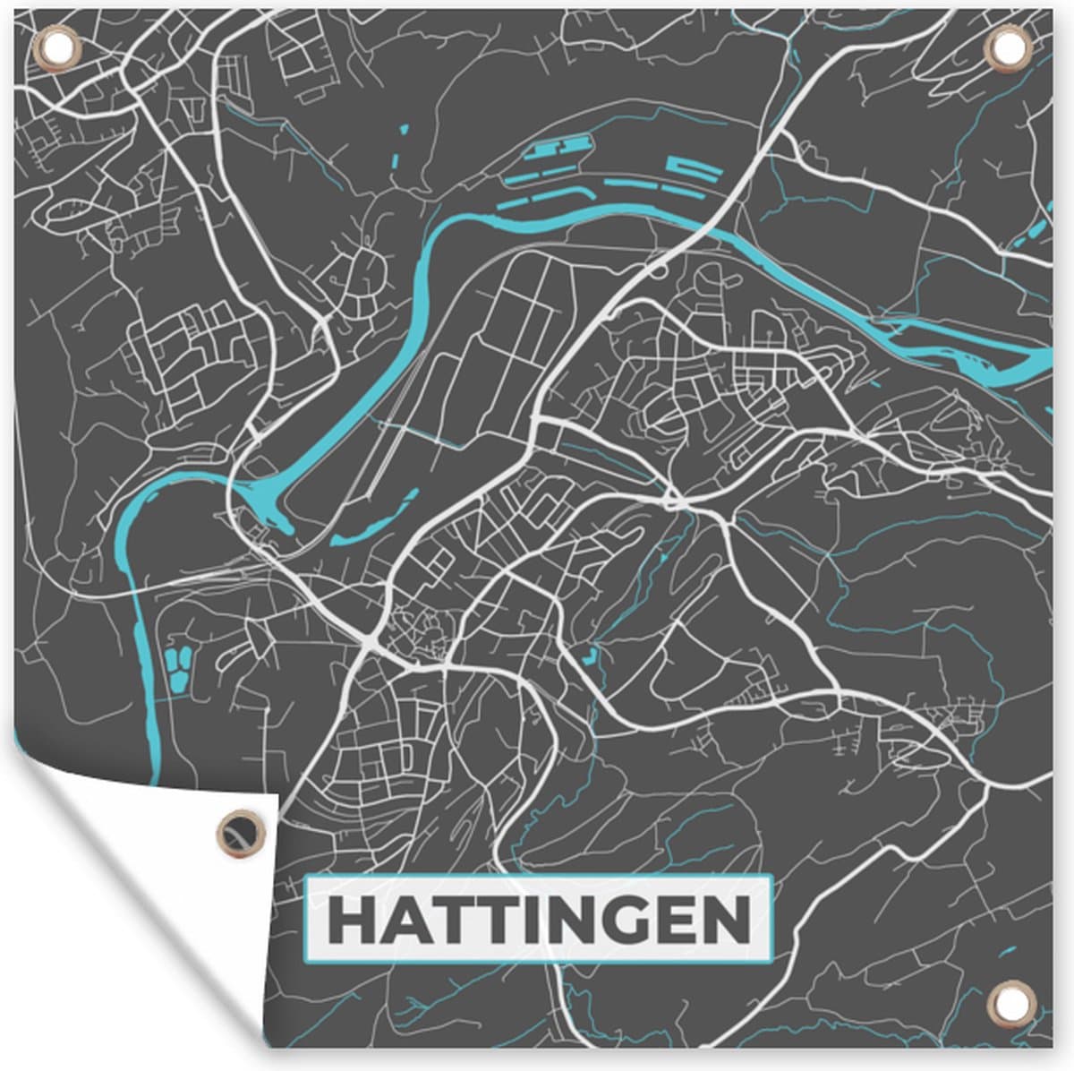 Tuinposters Stadskaart – Hattingen – Duitsland – Plattegrond – Kaart - 50x50 cm - Tuindoek