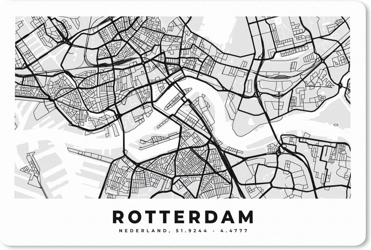 Muismat XXL 120x80 cm - Bureau onderlegger - Bureau mat Kaart - Rotterdam - Nederland - Bureaumat - Gaming mousepad xl - Bureaulegger groot - Computer deskmat