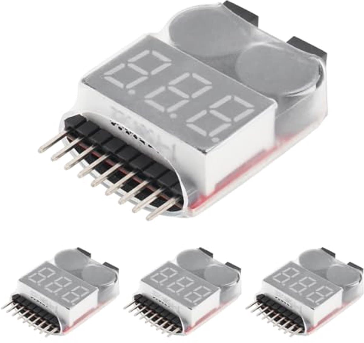 4 Stuks Lipo Batterij Tester Monitor voor 1-8s - Laagspanning Alarm met LED-indicator