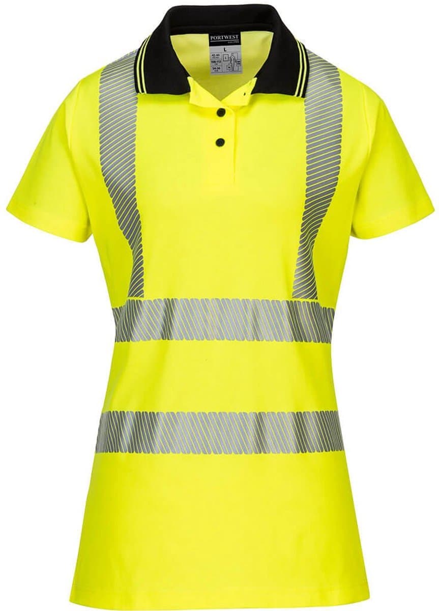 Portwest Dames Pro Poloshirt LW72 - Geel/Zwart - S