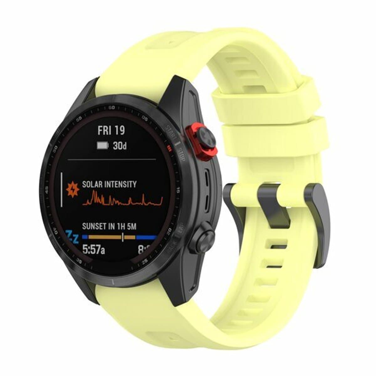 By Qubix - Geschikt voor Garmin bandje - 26mm Quickfit - Siliconen sportbandje - Geel - Geschikt voor Garmin Instinct 3 - 50mm