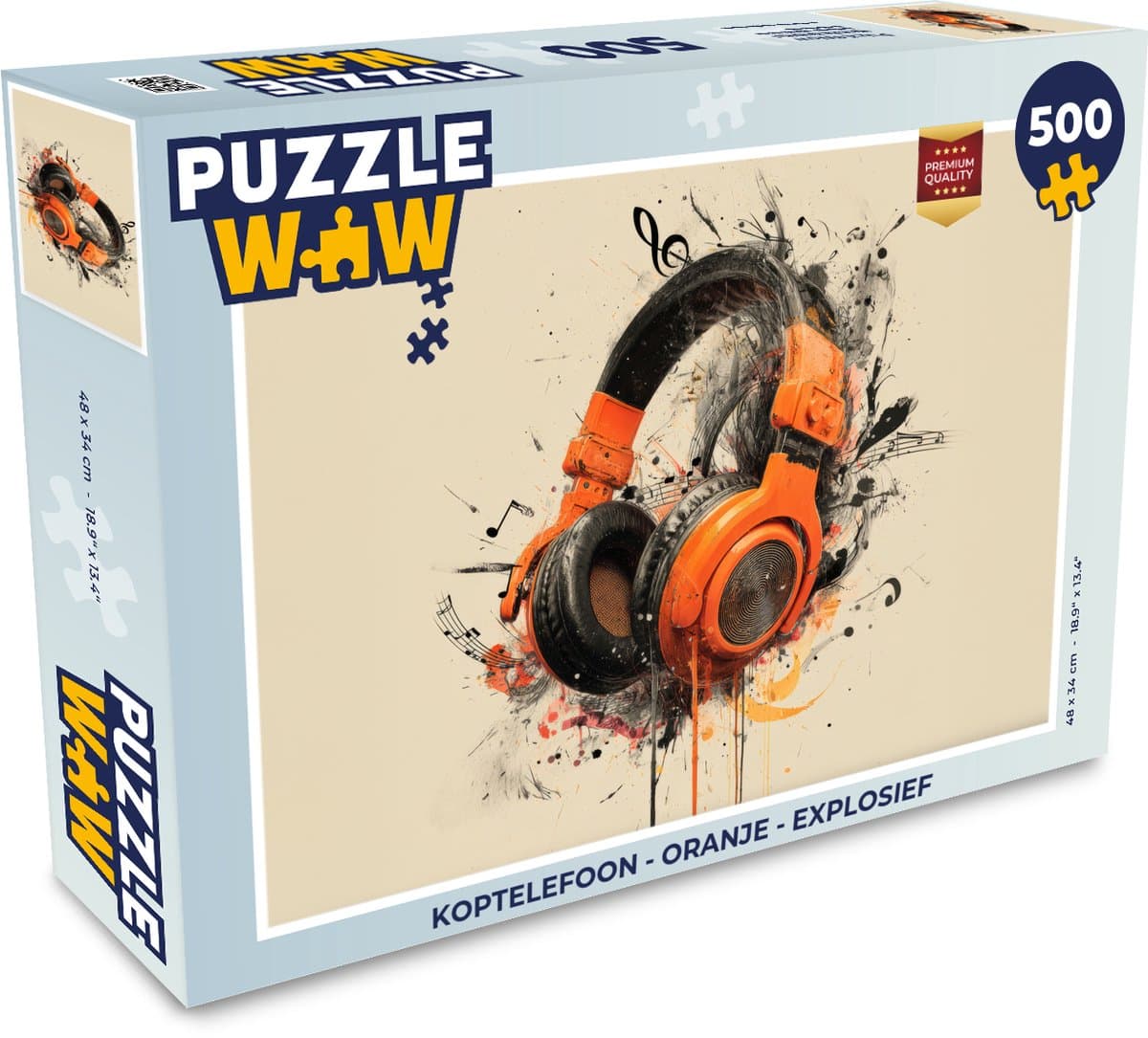 Puzzel Koptelefoon - Oranje - Explosief - Legpuzzel - Puzzel 500 stukjes