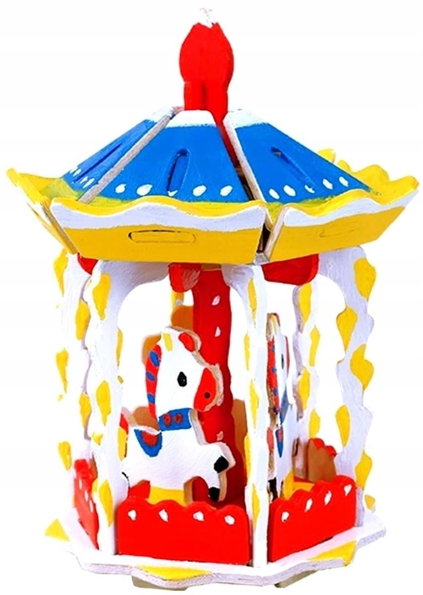 3D Houten Puzzel - Kermis Draaimolen - Schilderen