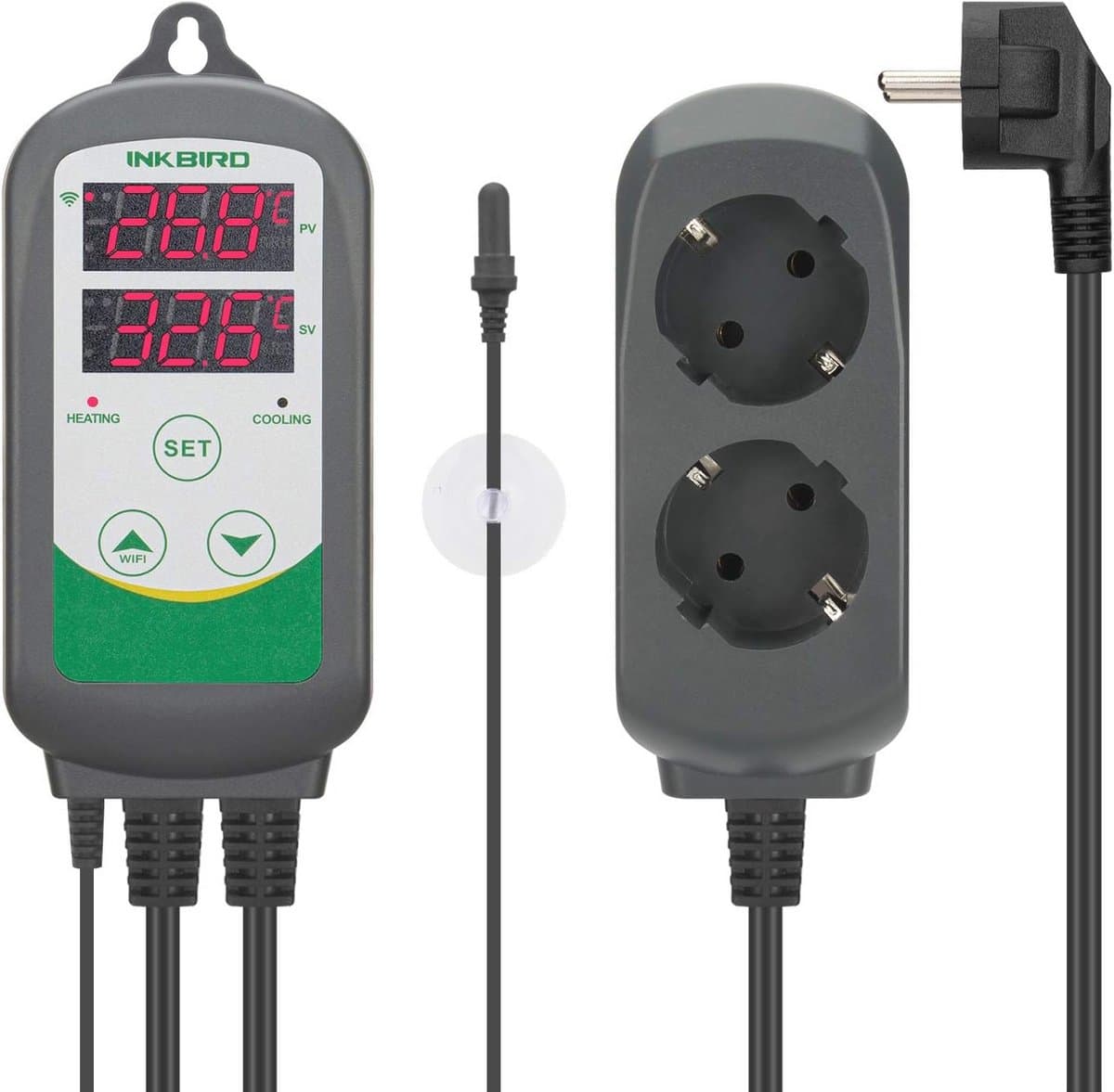 WIFI Thermostaat voor Verwarming en Koeling met Waterdichte Sonde - Temperatuurregelaar voor Aquarium en Tank