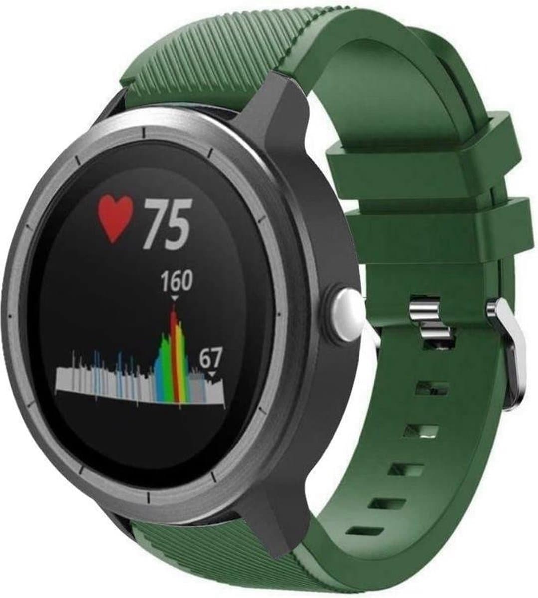 Geschikt voor Garmin Vivoactive 3 silicone band - legergroen - 42mm