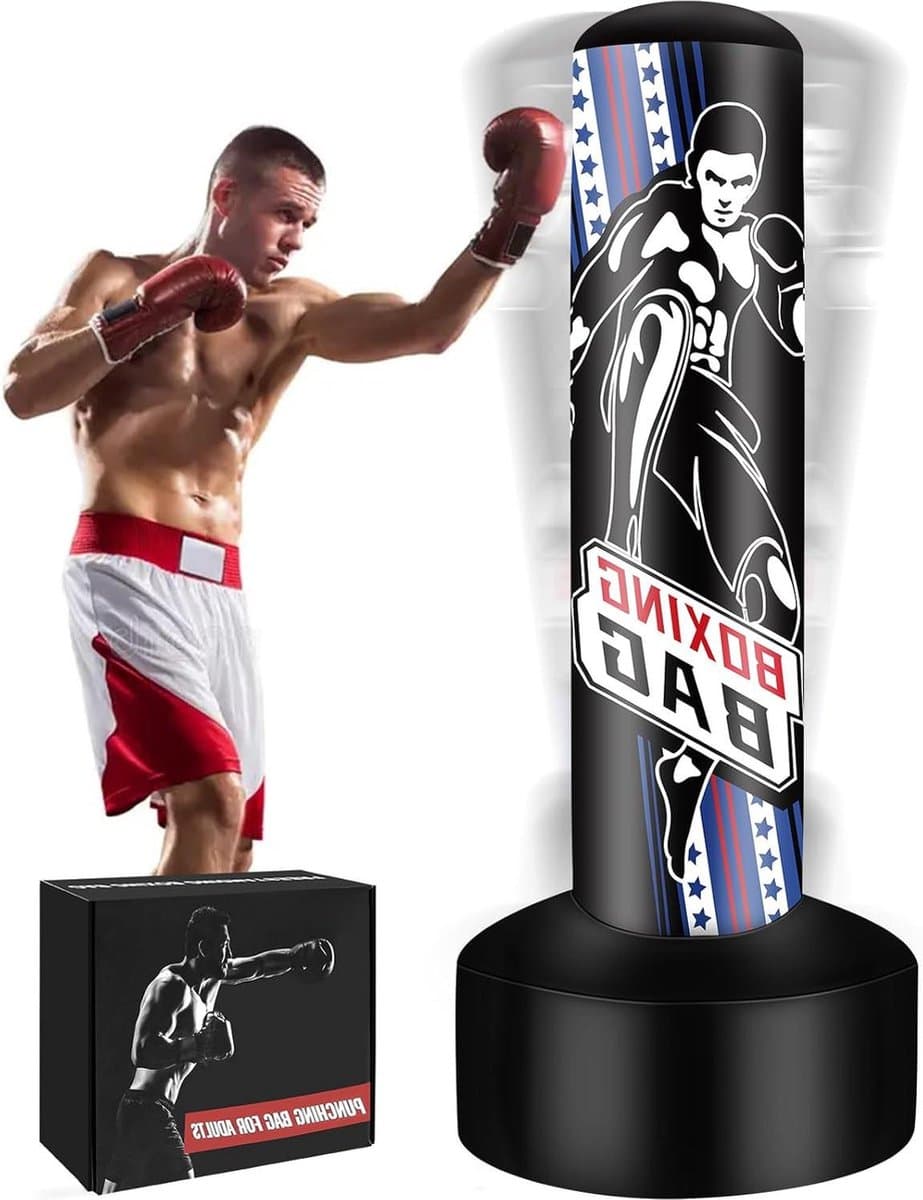 70 inch Staande Bokszak voor Volwassenen - Opblaasbare Zware Zak - Vrijstaande Kickbokstas - MMA Muay Thai Fitness Training - Binnen en Buiten