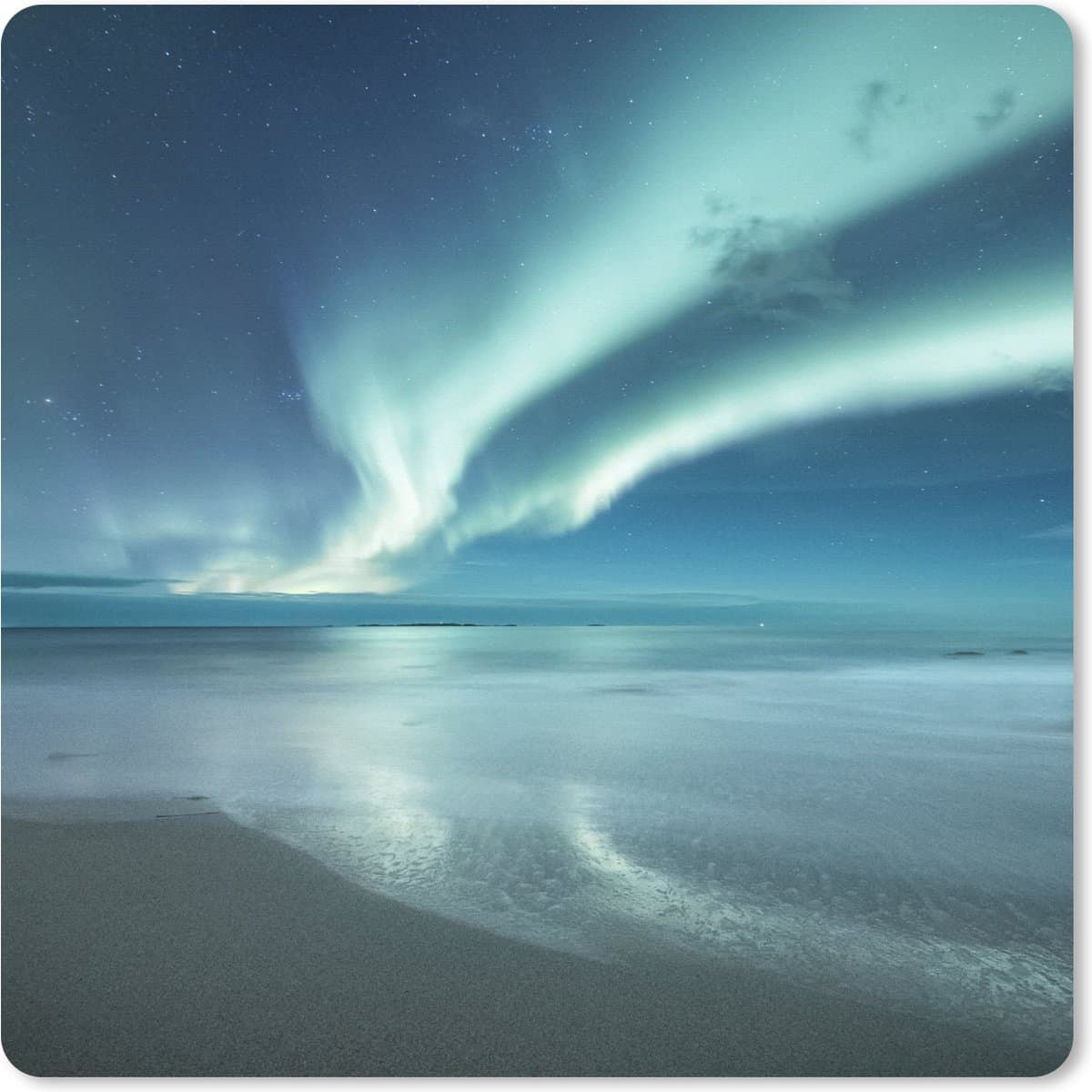 Muismat XXL 80x80 cm - Bureau onderlegger - Bureau mat Noorderlicht - Strand - Aurora - Natuur - Bureaumat - Gaming mousepad xl - Bureaulegger groot - Computer deskmat