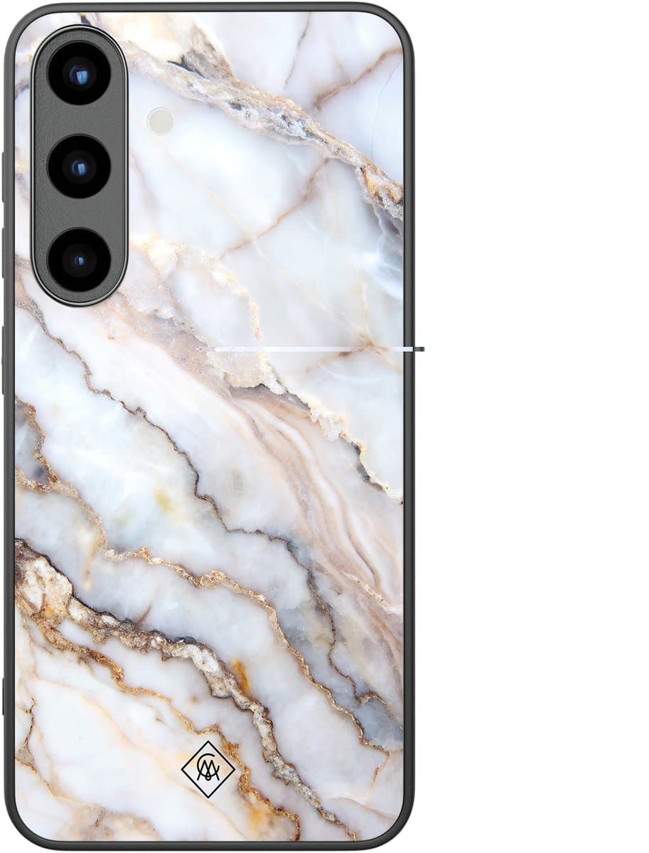 Casimoda® hoesje - Geschikt voor Samsung Galaxy S25 - Marble Dream - Luxe Hard Case Zwart - Backcover telefoonhoesje - Multi