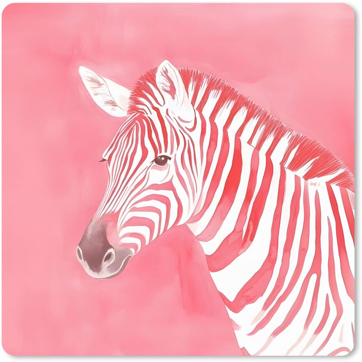 Muismat XXL 80x80 cm - Bureau onderlegger - Bureau mat Zebra - Pink - Verf - Bureaumat - Gaming mousepad xl - Bureaulegger groot - Computer deskmat