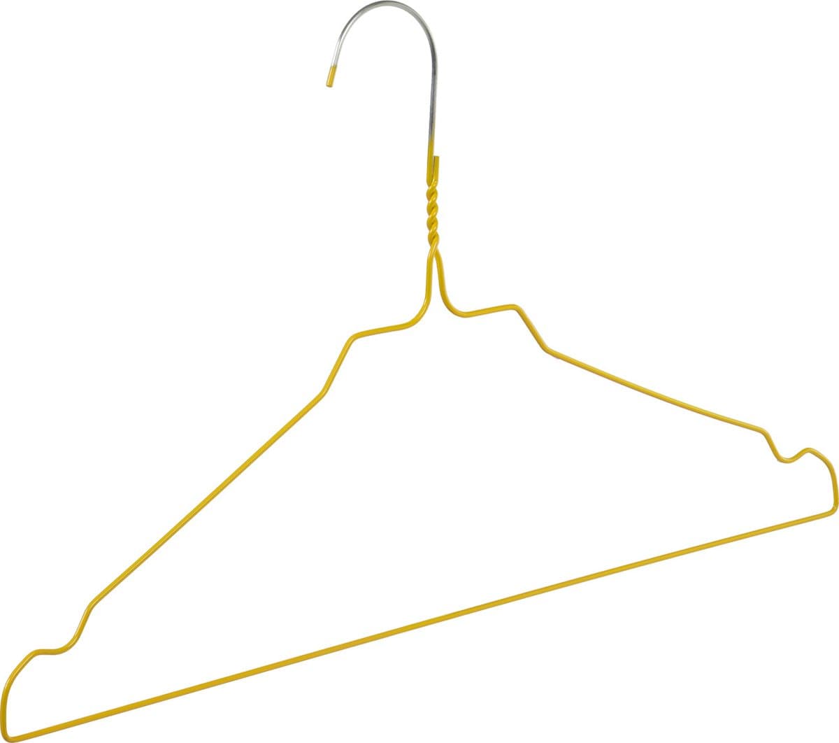 De Kledinghanger Gigant - Draadhanger - Stomerijhanger - Volwassenen - 404-24 - 100 Stuks - metaal - Geel - Rokinkepingen - 41 cm - Ø 2,4 mm - Kledinghanger - Kleerhanger (404_24_04/100)