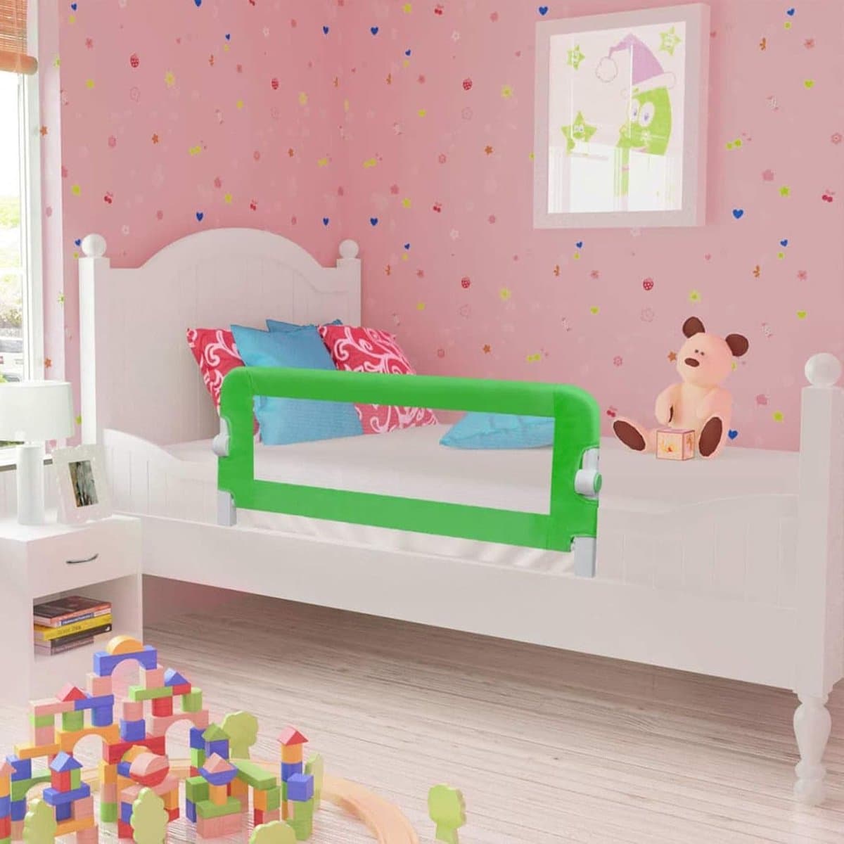 Bedhekken, 102 cm, voor alle kinderbedden, eenpersoonsbedden, tweepersoonsbedden, groen/blauw, 102 x 42 cm
