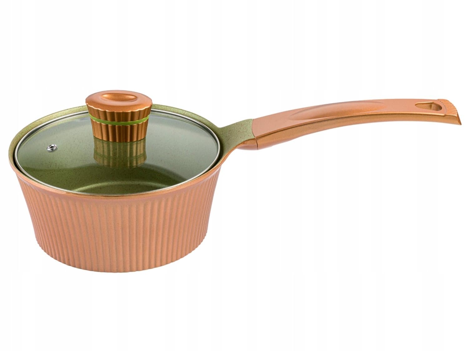 Florina Forest steelpan van gegoten aluminium 1.7 L - 18cm - alle warmtebronnen - 3-laags coating PTFE-vrij - Scandinavisch design - koper / groen